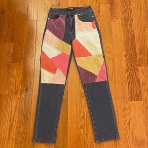 Fashion nova patchwork blue skinny jeans